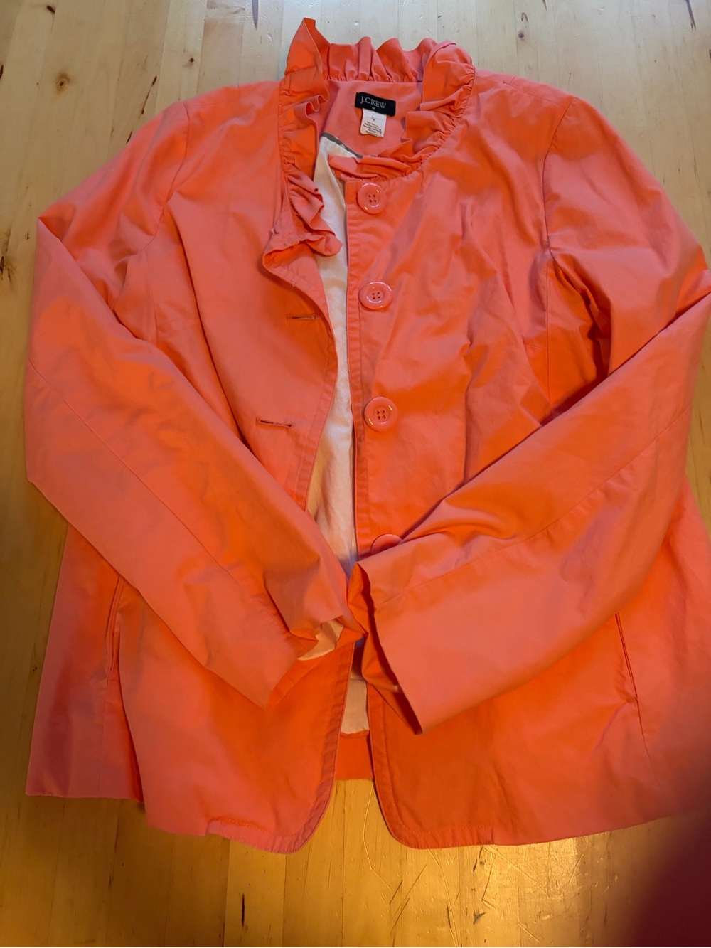 J. Crew Coral Pink Ruffle Collar Blazer